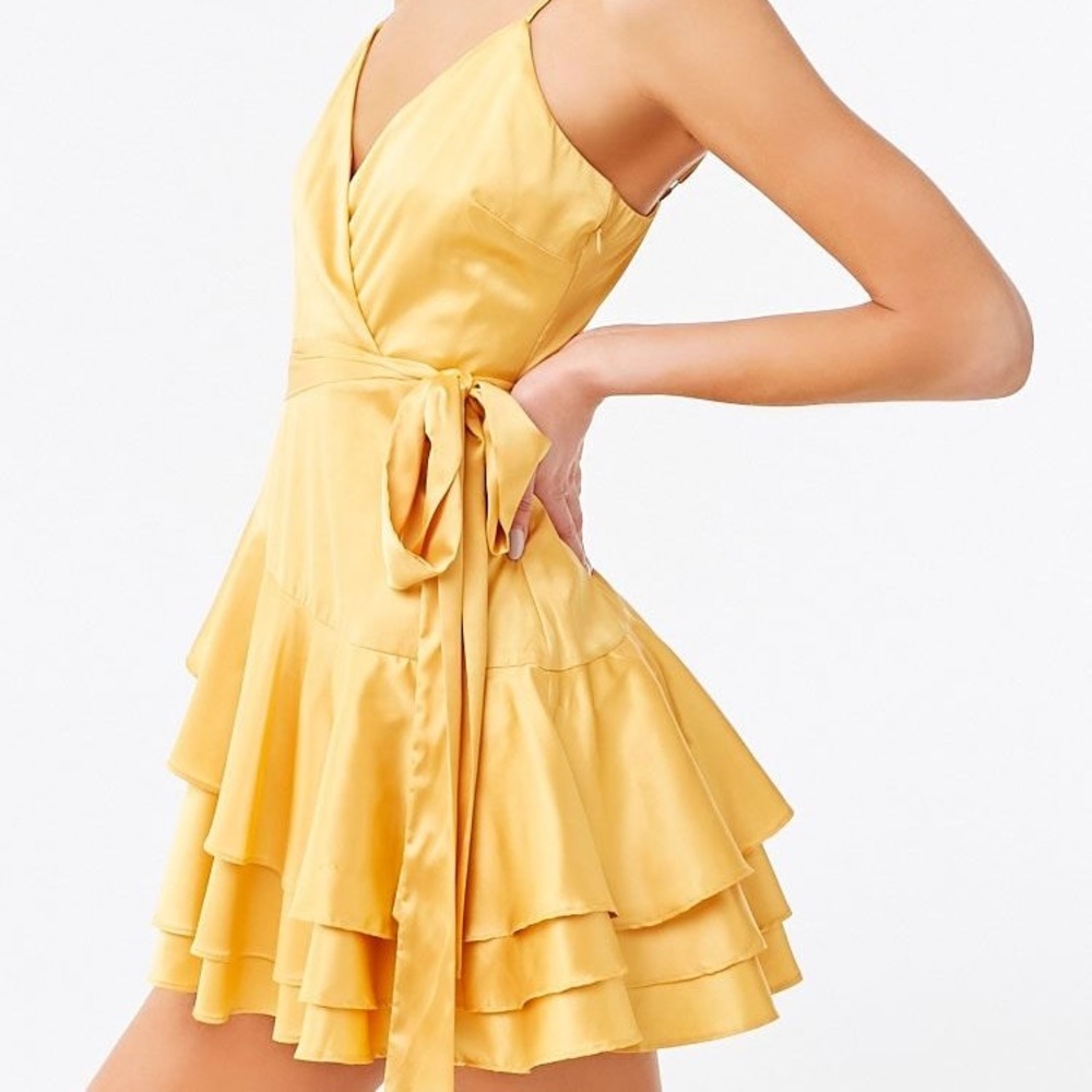 F21 satin tiered flounce mini dress